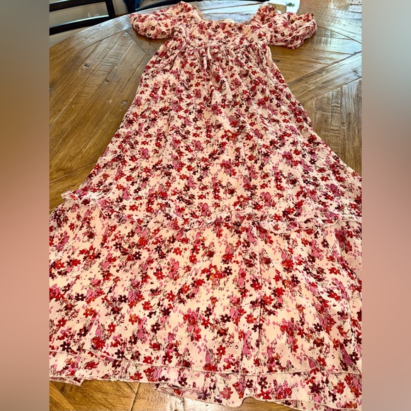 🌸 Böhme Floral Smocked Tiered Maxi Dress - Puff Sleeve - S - Picture 14 of 16